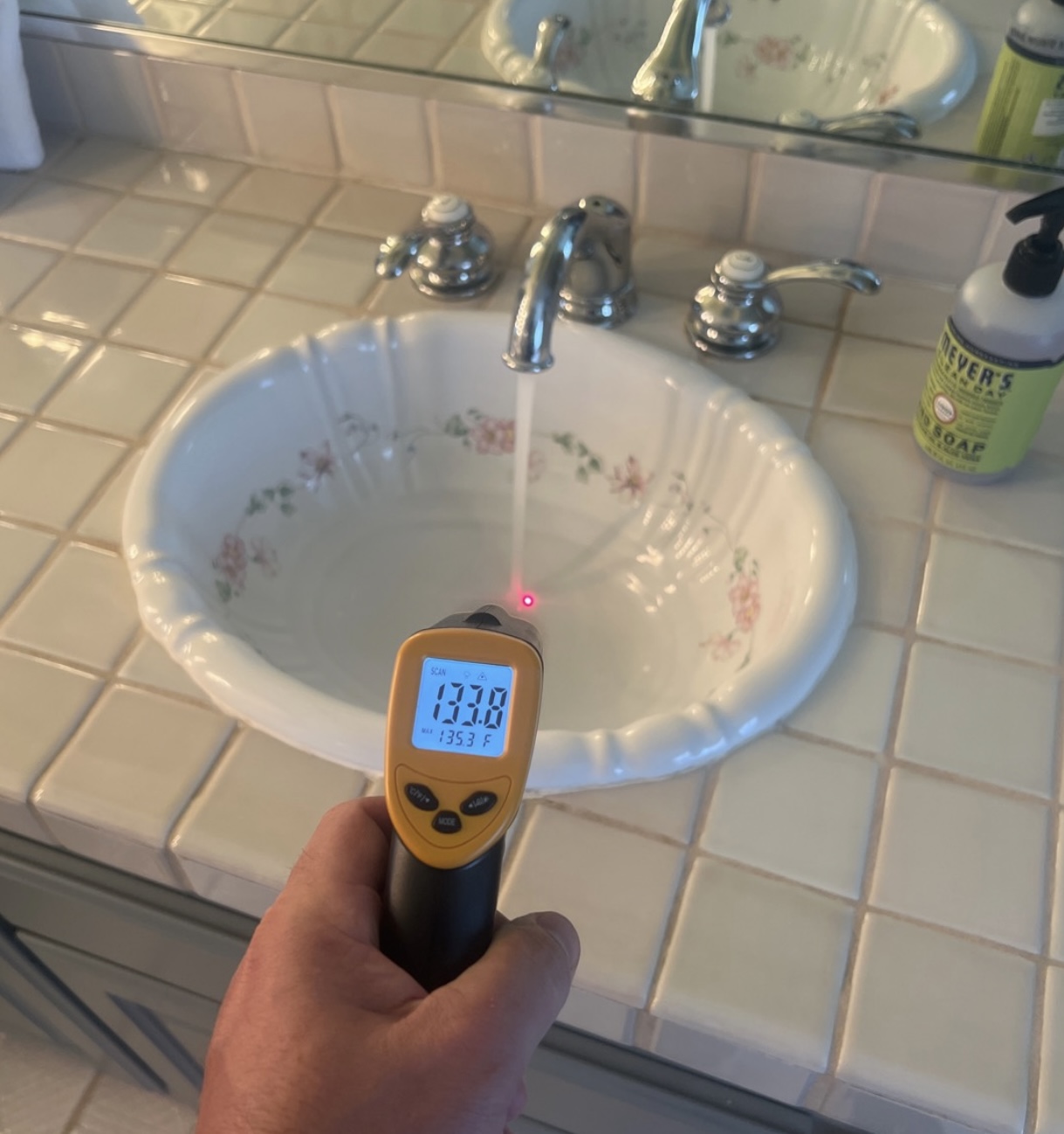 testing water in sink